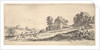 Plate 9: two horsemen at left galloping uphill towards the right, a horse and seated m…, ca. 1641 by Stefano della Bella