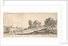 Plate 9: two horsemen at left galloping uphill towards the right, a horse and seated m…, ca. 1641 by Stefano della Bella