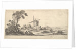 Plate 10: a family in center foreground, various figures and horses in middleground, a…, ca. 1641 by Stefano della Bella