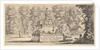 Plate 1: a monument with statues and a coat of arms in the center, a draughstman on th…, ca. 1641 by Stefano della Bella