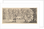 Plate 1: a monument with statues and a coat of arms in the center, a draughstman on th…, ca. 1641 by Stefano della Bella