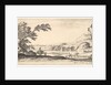 Plate 3: two horsemen crossing a river to right, a woman with two baskets atop a donke…, ca. 1641 by Stefano della Bella