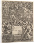 Frontispiece for 'The Works of Scarron'; the poet sitting in a chair…, 1649 by Stefano della Bella