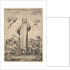 Saint Jean Gualbert trampling a monster with two human heads and a serpentine body, a flyi…, 1640 by Stefano della Bella