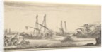 A naval battle, a rowboat full of men to left, a sinking ship to right, two galleys ba…, ca. 1641 by Stefano della Bella