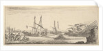 A naval battle, a rowboat full of men to left, a sinking ship to right, two galleys ba…, ca. 1641 by Stefano della Bella