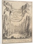 Frontispiece for 'The Cypress Forest': two putti hold a tapestry in…, 1640 by Stefano della Bella