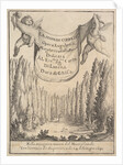 Frontispiece for 'The Cypress Forest': two putti hold a tapestry in…, 1640 by Stefano della Bella