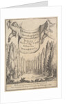 Frontispiece for 'The Cypress Forest': two putti hold a tapestry in…, 1640 by Stefano della Bella