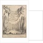 Frontispiece for 'The Cypress Forest': two putti hold a tapestry in…, 1640 by Stefano della Bella