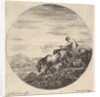 A shepherd at right, facing left, driving a group of animals downhill, a round comp…, ca. 1643-48 by Stefano della Bella