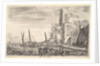 Tower of Calais, tower to right, two ships in the sea to left and in cent…, 1647 by Stefano della Bella