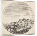 Plate 12: a shepherd sleeping on the ground to right, three horses to left, other h…, ca. 1643-48 by Stefano della Bella