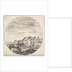 Plate 12: a shepherd sleeping on the ground to right, three horses to left, other h…, ca. 1643-48 by Stefano della Bella