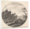 Plate 6: cows crossing a valley to left, a group of trees to left, a horseman and o…, ca. 1643-48 by Stefano della Bella
