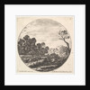 Plate 6: cows crossing a valley to left, a group of trees to left, a horseman and o…, ca. 1643-48 by Stefano della Bella