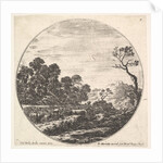 Plate 6: cows crossing a valley to left, a group of trees to left, a horseman and o…, ca. 1643-48 by Stefano della Bella