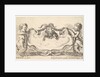 Plate 17: a cartouche with a marble center, an infant on either side holding a garland ove…, 1646 by Stefano della Bella