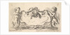 Plate 17: a cartouche with a marble center, an infant on either side holding a garland ove…, 1646 by Stefano della Bella