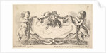 Plate 17: a cartouche with a marble center, an infant on either side holding a garland ove…, 1646 by Stefano della Bella