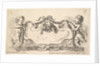 Plate 17: a cartouche with a marble center, an infant on either side holding a garland ove…, 1646 by Stefano della Bella