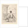 Plate 1: a young man sitting on a stone, facing left in profile, holding a drawing pad in …, 1650 by Stefano della Bella