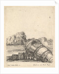 A mortar without a carriage lying on the ground to the right, soldiers firing canno…, ca. 1638-43 by Stefano della Bella