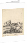 A mortar without a carriage lying on the ground to the right, soldiers firing canno…, ca. 1638-43 by Stefano della Bella
