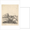 A mortar without a carriage lying on the ground to the right, soldiers firing canno…, ca. 1638-43 by Stefano della Bella