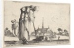 Plate 10: a peasant woman turned towards the right with a child on her back, a boy lyi…, ca. 1642 by Stefano della Bella