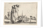 Plate 10: a peasant woman turned towards the right with a child on her back, a boy lyi…, ca. 1642 by Stefano della Bella