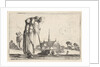 Plate 10: a peasant woman turned towards the right with a child on her back, a boy lyi…, ca. 1642 by Stefano della Bella