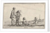 Plate 13: two peasants standing to left, a cripple kneeling on the ground in center, a…, ca. 1642 by Stefano della Bella