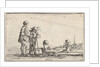 Plate 13: two peasants standing to left, a cripple kneeling on the ground in center, a…, ca. 1642 by Stefano della Bella