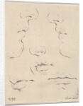 Plate 4: two profiles and three mouths, from 'The Book for Learning to Draw by Stefano della Bella