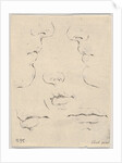 Plate 4: two profiles and three mouths, from 'The Book for Learning to Draw by Stefano della Bella
