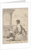 Plate 1: a young man sitting on a stone, facing left in profile, holding a drawing pad in …, 1650 by Stefano della Bella