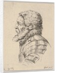 Plate 7: bust of a bearded soldier wearing armor, facing left in profile, from 'Various he…, 1650 by Stefano della Bella