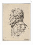 Plate 7: bust of a bearded soldier wearing armor, facing left in profile, from 'Various he…, 1650 by Stefano della Bella