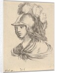 Plate 9: bust of Minerva, wearing a helmet with feathers, looking towards the left, from '…, 1650 by Stefano della Bella