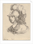 Plate 9: bust of Minerva, wearing a helmet with feathers, looking towards the left, from '…, 1650 by Stefano della Bella