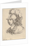 Plate 9: bust of Minerva, wearing a helmet with feathers, looking towards the left, from '…, 1650 by Stefano della Bella