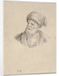 Plate 12: bust of an old Turkish man in a turban, looking towards the left, from 'Various …, 1650 by Stefano della Bella