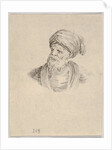 Plate 12: bust of an old Turkish man in a turban, looking towards the left, from 'Various …, 1650 by Stefano della Bella