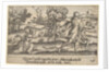 Atalanta and Hippomenes, in the foreground Atalanta kneeling to pick up an apple an…, ca. 1535-62 by Virgil Solis