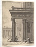 Temple courtyard with figures, after David Teniers the Elder, 1625-77 by Wenceslaus Hollar