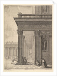 Temple courtyard with figures, after David Teniers the Elder, 1625-77 by Wenceslaus Hollar