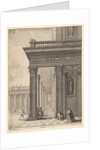 Temple courtyard with figures, after David Teniers the Elder, 1625-77 by Wenceslaus Hollar