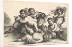Four boys, two satyrs and a goat, 1654 by Wenceslaus Hollar