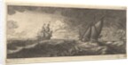 A yacht and three warships in a storm, 1665 by Wenceslaus Hollar